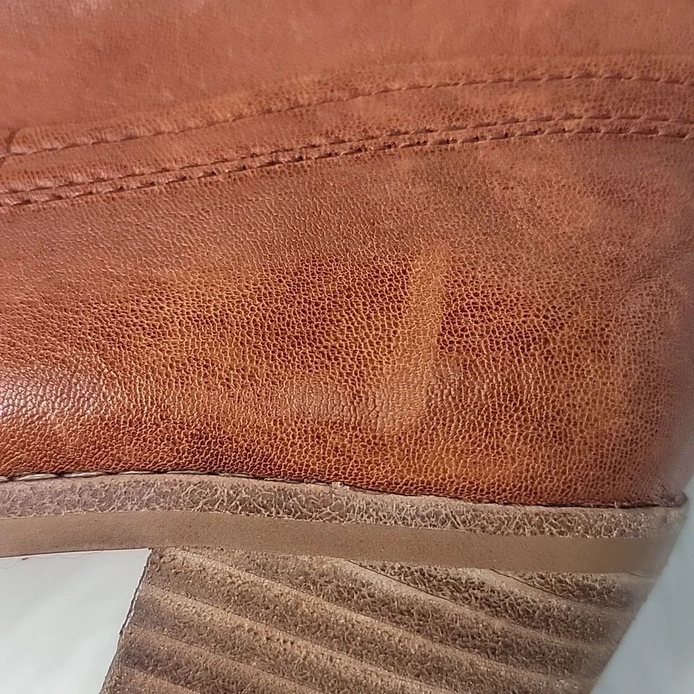 ARTURO CHIANG Tan Western Boho Block Heel Zip Leather Ankle Bootie Boots 8.5‎